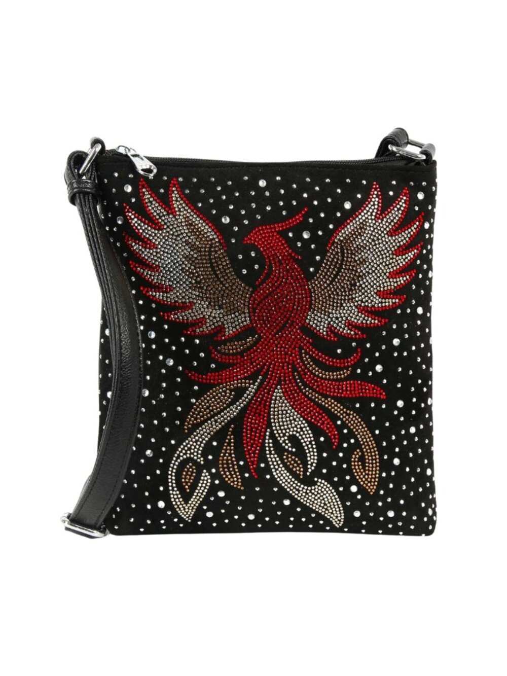 Faux Leather Colorful Sparkling Phoenix Crossbody Sling Bag